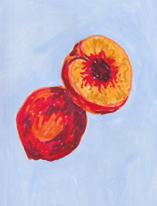 Nectarines on blue